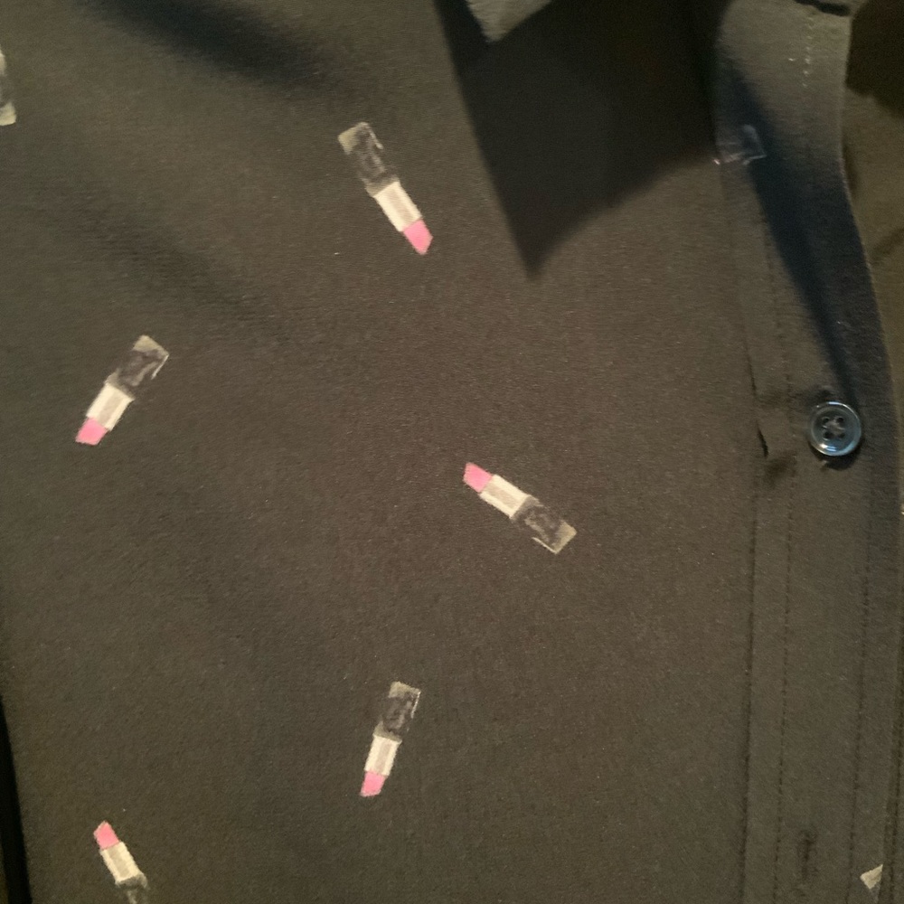 Rails Brand Black Silk Lipstick Button Up Blouse - image 6